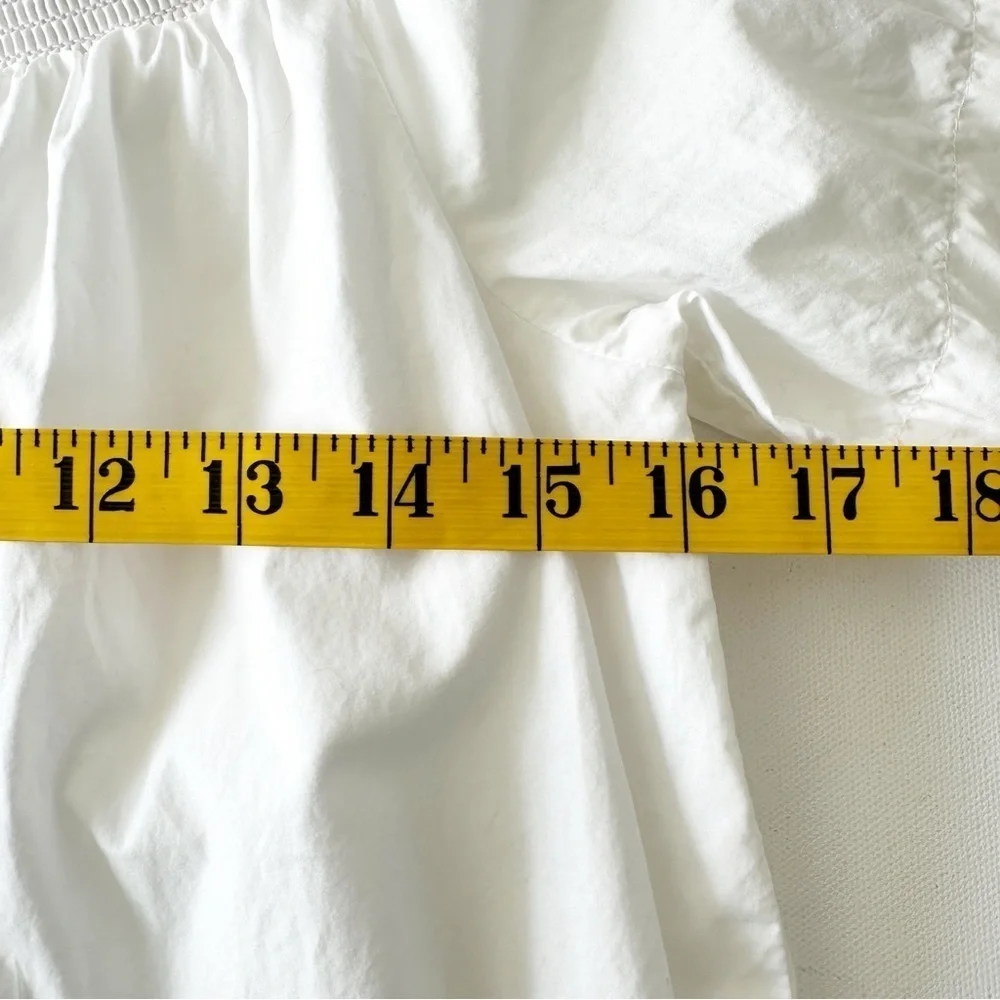 J. Crew Smocked Off Shoulder Cotton Poplin Dress White Size 4